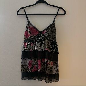 Floral and Leopard Print Women's Top